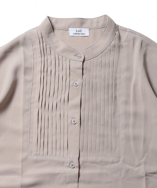 Lull（ルル）の「【Lull / ルル】プリーツバンドカラーシャツ（シャツ/ブラウス・レディース・グレイッシュベージュ/ピンク/ホワイト/ミント/ブラック/ベージュ・ONESIZE）」の12枚目の写真