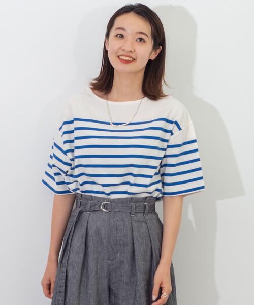 green label relaxing(グリーンレーベルリラクシング)の「SC パネル ボーダー バスク ショート スリーブ Tシャツ(Tシャツ/カットソー・レディース・ロイヤルブルー/ケリー/ピンク・FREE)」の16枚目の写真