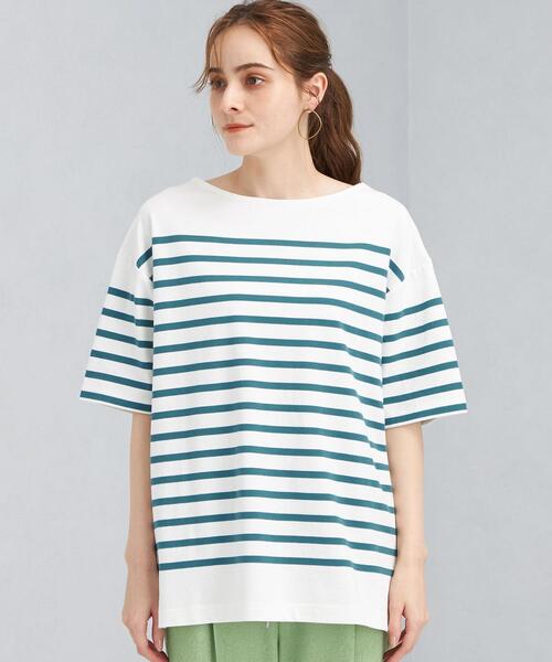 green label relaxing(グリーンレーベルリラクシング)の「SC パネル ボーダー バスク ショート スリーブ Tシャツ(Tシャツ/カットソー・レディース・ロイヤルブルー/ケリー/ピンク・FREE)」の18枚目の写真