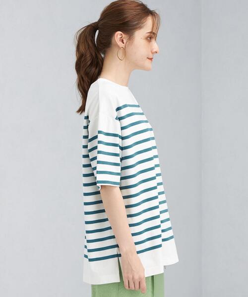 green label relaxing(グリーンレーベルリラクシング)の「SC パネル ボーダー バスク ショート スリーブ Tシャツ(Tシャツ/カットソー・レディース・ロイヤルブルー/ケリー/ピンク・FREE)」の19枚目の写真