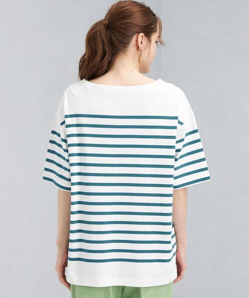 green label relaxing(グリーンレーベルリラクシング)の「SC パネル ボーダー バスク ショート スリーブ Tシャツ(Tシャツ/カットソー・レディース・ロイヤルブルー/ケリー/ピンク・FREE)」の20枚目の写真