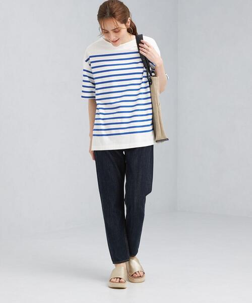 green label relaxing(グリーンレーベルリラクシング)の「SC パネル ボーダー バスク ショート スリーブ Tシャツ(Tシャツ/カットソー・レディース・ロイヤルブルー/ケリー/ピンク・FREE)」の8枚目の写真