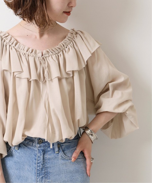 Spick & Span（スピックアンドスパン）の「フリルカラーブラウス◆（シャツ/ブラウス・レディース・ブラック/アイボリー/カーキ・FREE）」の2枚目の写真