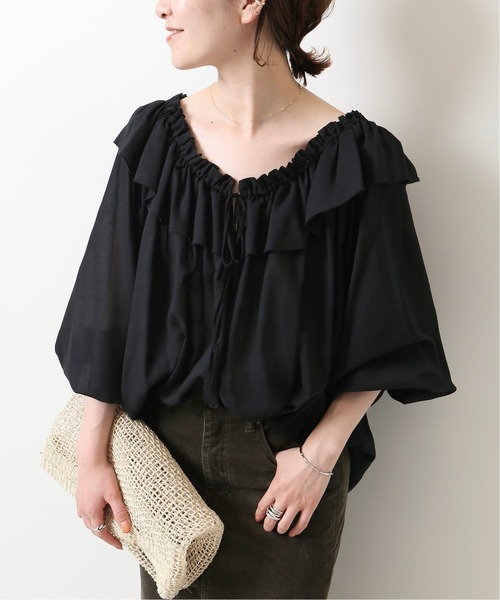 Spick & Span（スピックアンドスパン）の「フリルカラーブラウス◆（シャツ/ブラウス・レディース・ブラック/アイボリー/カーキ・FREE）」の3枚目の写真