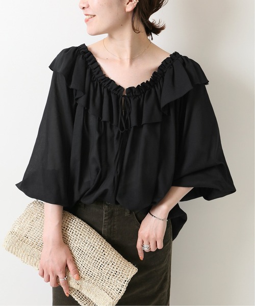 Spick & Span（スピックアンドスパン）の「フリルカラーブラウス◆（シャツ/ブラウス・レディース・ブラック/アイボリー/カーキ・FREE）」の7枚目の写真