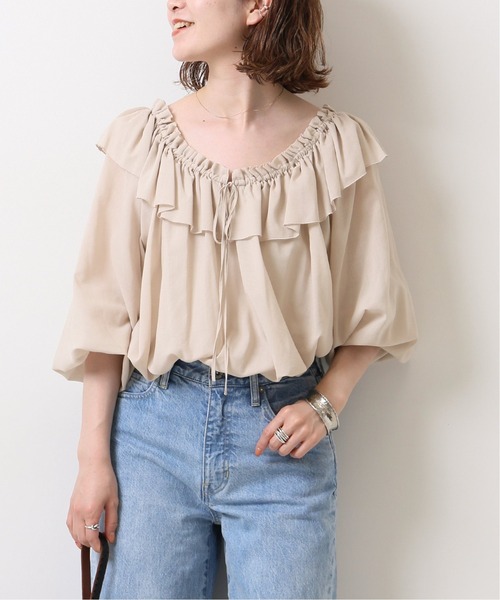 Spick & Span（スピックアンドスパン）の「フリルカラーブラウス◆（シャツ/ブラウス・レディース・ブラック/アイボリー/カーキ・FREE）」の14枚目の写真