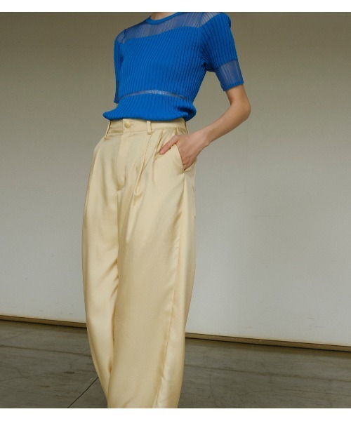 LE CIEL BLEU（ルシェルブルー）の「Shiny Wide-Leg Pants（その他パンツ・レディース・ネイビー/オフホワイト/イエロー・38/36/34）」の12枚目の写真