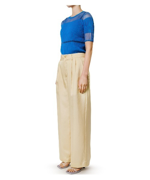 LE CIEL BLEU（ルシェルブルー）の「Shiny Wide-Leg Pants（その他パンツ・レディース・ネイビー/オフホワイト/イエロー・38/36/34）」の15枚目の写真