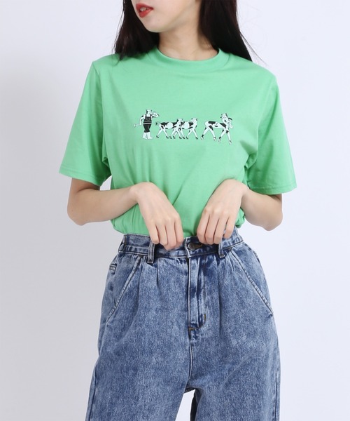 PUNYUS(プニュズ)の「Cattle Tシャツ(Tシャツ/カットソー・レディース・ブラック/ホワイト/グリーン/イエロー・3/4/1/2)」の4枚目の写真