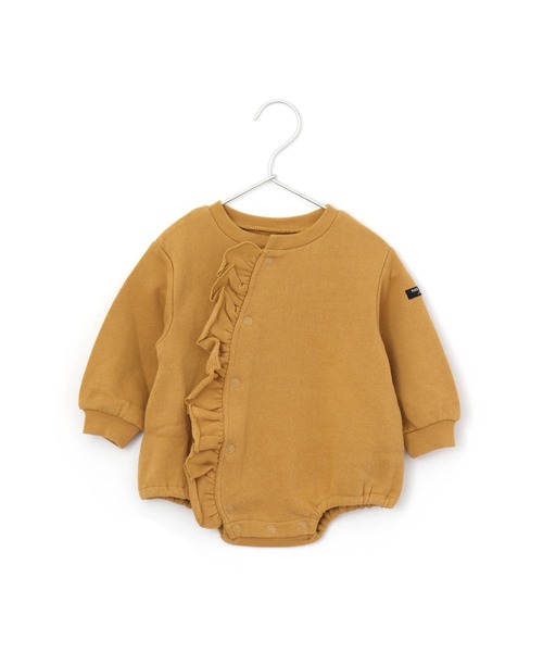 MAKE YOUR DAY（メイクユアデイ）の「フリル裏毛ロンパース■70.80cm（ロンパース・キッズ・レッド/ピンク/ミント/キャメル・80/70）」の2枚目の写真