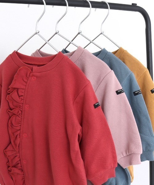 MAKE YOUR DAY（メイクユアデイ）の「フリル裏毛ロンパース■70.80cm（ロンパース・キッズ・レッド/ピンク/ミント/キャメル・80/70）」の8枚目の写真