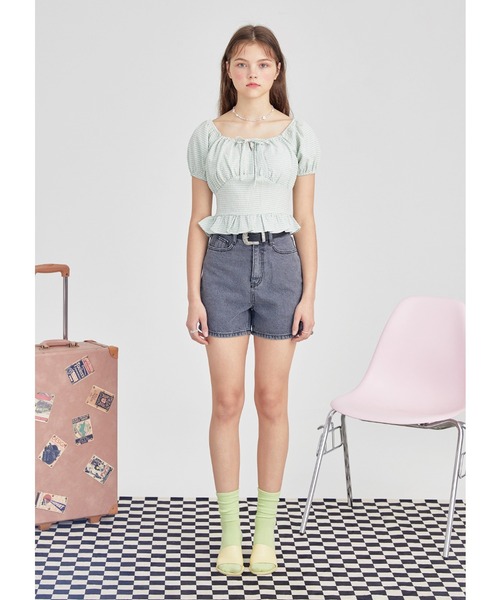 MOMC KITS（エムオーエムシーキッツ）の「『MOMC KITS/エムオーエムシーキッツ』KITS SMOCKING BL/スモッキング ブラウス（シャツ/ブラウス・レディース・ブルー/グリーン・FREE）」の3枚目の写真