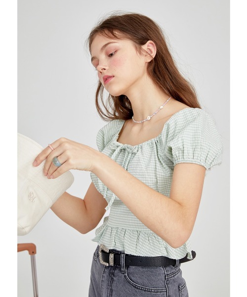 MOMC KITS（エムオーエムシーキッツ）の「『MOMC KITS/エムオーエムシーキッツ』KITS SMOCKING BL/スモッキング ブラウス（シャツ/ブラウス・レディース・ブルー/グリーン・FREE）」の8枚目の写真