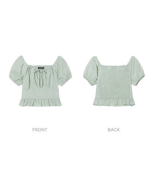 MOMC KITS（エムオーエムシーキッツ）の「『MOMC KITS/エムオーエムシーキッツ』KITS SMOCKING BL/スモッキング ブラウス（シャツ/ブラウス・レディース・ブルー/グリーン・FREE）」の15枚目の写真