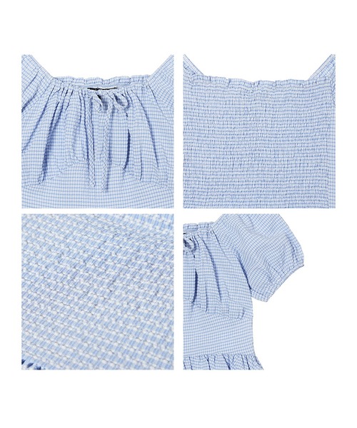 MOMC KITS（エムオーエムシーキッツ）の「『MOMC KITS/エムオーエムシーキッツ』KITS SMOCKING BL/スモッキング ブラウス（シャツ/ブラウス・レディース・ブルー/グリーン・FREE）」の18枚目の写真