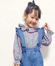 KP | シフォン小花プリントの衿フリル長袖ブラウス(100-130cm)(シャツ/ブラウス)