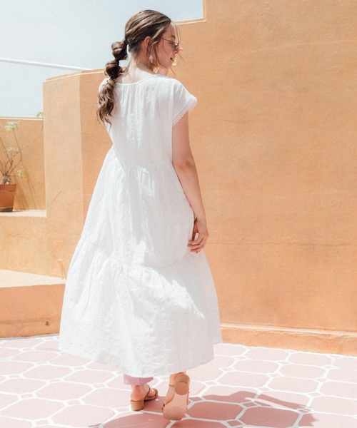 Cheek(チーク)の「レース切替カフタンワンピース(ワンピース・レディース・ブラック/オフホワイト/ピンク・FREE)」の13枚目の写真