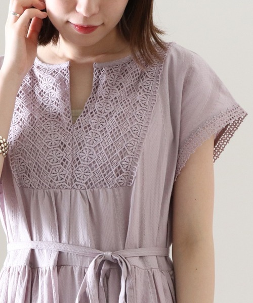 Cheek(チーク)の「レース切替カフタンワンピース(ワンピース・レディース・ブラック/オフホワイト/ピンク・FREE)」の16枚目の写真