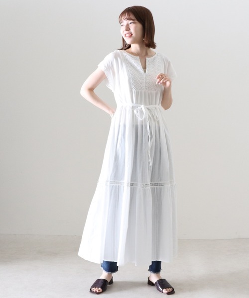 Cheek(チーク)の「レース切替カフタンワンピース(ワンピース・レディース・ブラック/オフホワイト/ピンク・FREE)」の20枚目の写真