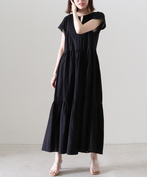 Cheek(チーク)の「レース切替カフタンワンピース(ワンピース・レディース・ブラック/オフホワイト/ピンク・FREE)」の22枚目の写真