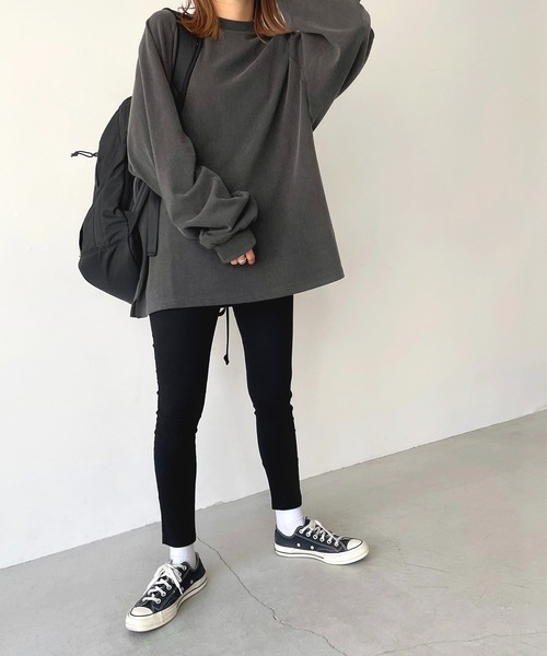 CANAL JEAN（キャナルジーン）の「RED CHOP WORKS(レッドチョップワークス) ピグメントラグランロングTシャツ（Tシャツ/カットソー・レディース・チャコールグレー/ネイビー/カーキ・38）」の2枚目の写真