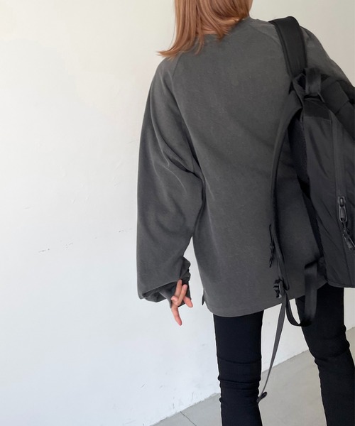 CANAL JEAN（キャナルジーン）の「RED CHOP WORKS(レッドチョップワークス) ピグメントラグランロングTシャツ（Tシャツ/カットソー・レディース・チャコールグレー/ネイビー/カーキ・38）」の10枚目の写真