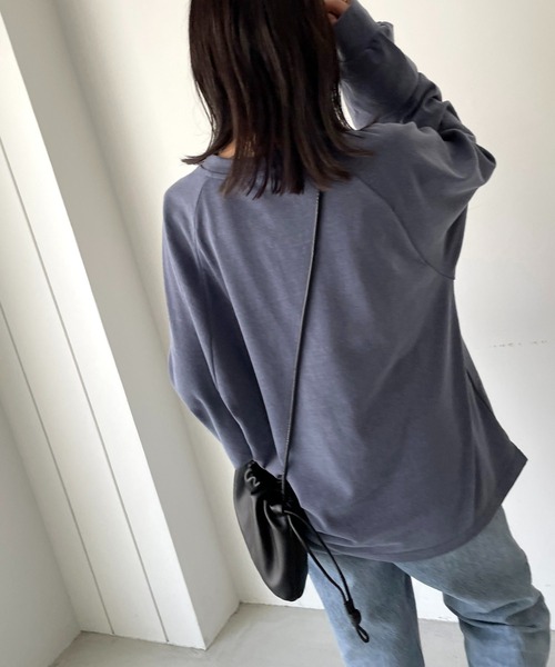 CANAL JEAN（キャナルジーン）の「RED CHOP WORKS(レッドチョップワークス) ピグメントラグランロングTシャツ（Tシャツ/カットソー・レディース・チャコールグレー/ネイビー/カーキ・38）」の13枚目の写真