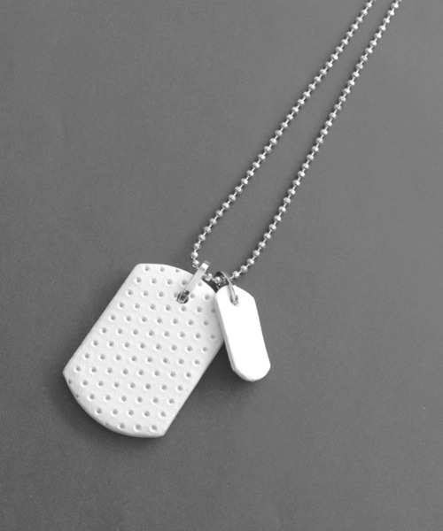 BLACK TRIANGLE DESIGNWRAPPED leather dog tag necklace