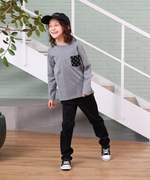 BASECONTROL(ベースコントロール)の「◆KIDS 定番空紡糸天竺 長袖ポケットデザインTシャツ(Tシャツ/カットソー・キッズ・ネイビー/アイボリー/グレー系その他/グレー系その他2/ブラック系/アイボリー系・11/12/13/14)」の15枚目の写真
