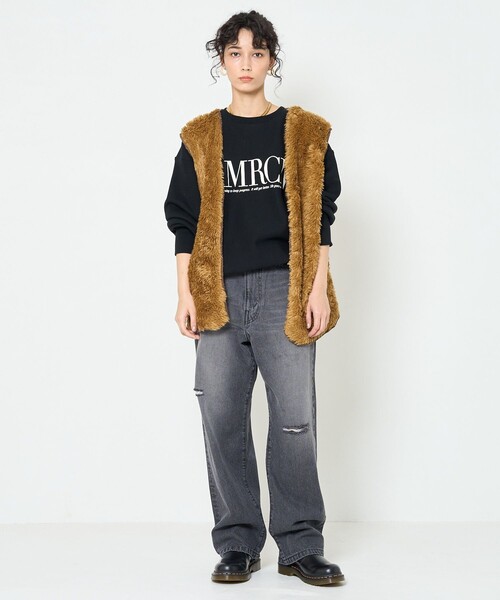 FREAK'S STORE（フリークスストア）の「Americana × FREAK'S STORE/アメリカーナ 別注AMRCNスウェット（スウェット・レディース・グレー/ブラック・ﾌﾘ-）」の3枚目の写真