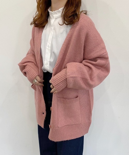 nemne store（ネンネストア）の「子羊と遊ぶモヘアタッチルーズカーディガン（カーディガン/ボレロ・レディース・ライトブルー/レッド/オフホワイト/ピンク/グリーン/ダークブルー・フリー）」の7枚目の写真