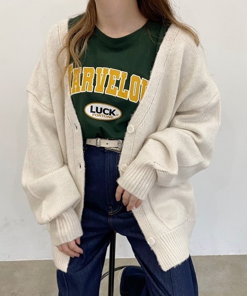 nemne store（ネンネストア）の「子羊と遊ぶモヘアタッチルーズカーディガン（カーディガン/ボレロ・レディース・ライトブルー/レッド/オフホワイト/ピンク/グリーン/ダークブルー・フリー）」の17枚目の写真