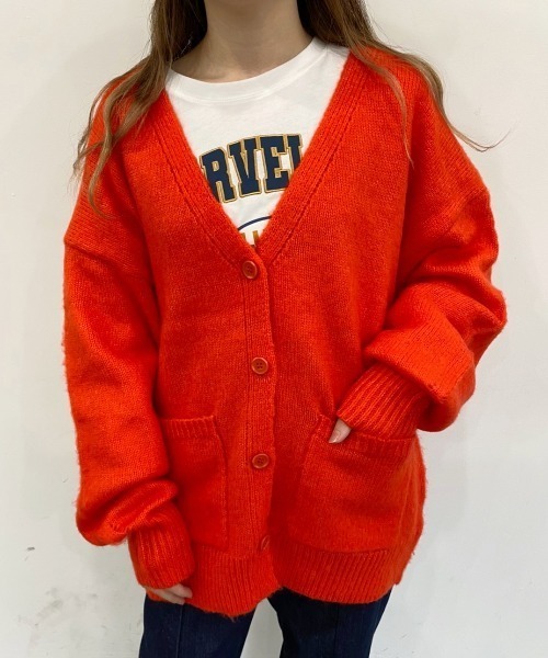 nemne store（ネンネストア）の「子羊と遊ぶモヘアタッチルーズカーディガン（カーディガン/ボレロ・レディース・ライトブルー/レッド/オフホワイト/ピンク/グリーン/ダークブルー・フリー）」の12枚目の写真