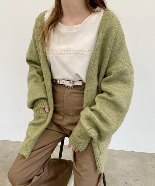 nemne store（ネンネストア）の「子羊と遊ぶモヘアタッチルーズカーディガン（カーディガン/ボレロ・レディース・ライトブルー/レッド/オフホワイト/ピンク/グリーン/ダークブルー・フリー）」の10枚目の写真