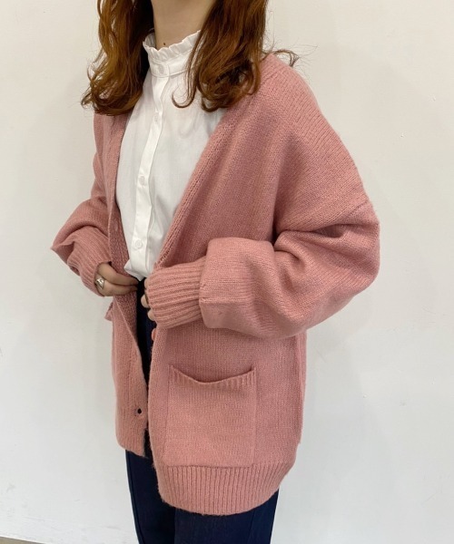 nemne store（ネンネストア）の「子羊と遊ぶモヘアタッチルーズカーディガン（カーディガン/ボレロ・レディース・ライトブルー/レッド/オフホワイト/ピンク/グリーン/ダークブルー・フリー）」の15枚目の写真