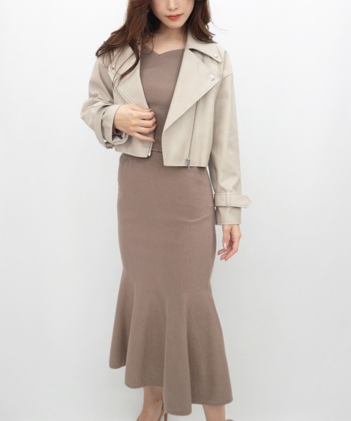 AMBIENT(アンビエント)の「クロップドライダースジャケット(ライダースジャケット・レディース・アイボリー/ブラック/グレイッシュベージュ・FREE)」の10枚目の写真