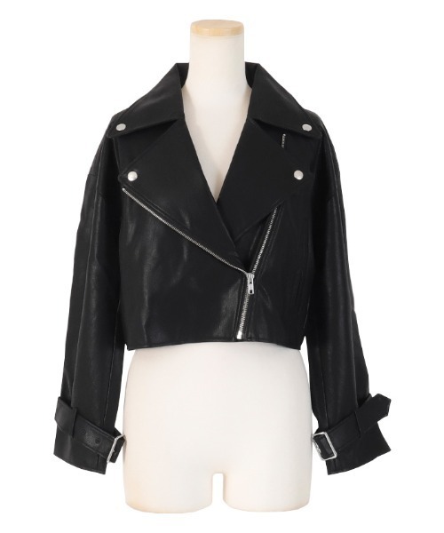 AMBIENT(アンビエント)の「クロップドライダースジャケット(ライダースジャケット・レディース・アイボリー/ブラック/グレイッシュベージュ・FREE)」の6枚目の写真