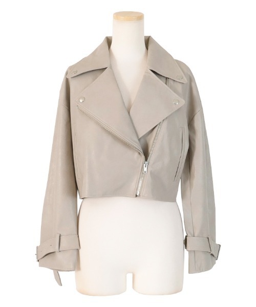 AMBIENT(アンビエント)の「クロップドライダースジャケット(ライダースジャケット・レディース・アイボリー/ブラック/グレイッシュベージュ・FREE)」の7枚目の写真