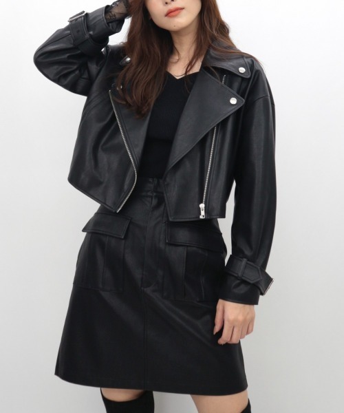 AMBIENT(アンビエント)の「クロップドライダースジャケット(ライダースジャケット・レディース・アイボリー/ブラック/グレイッシュベージュ・FREE)」の13枚目の写真