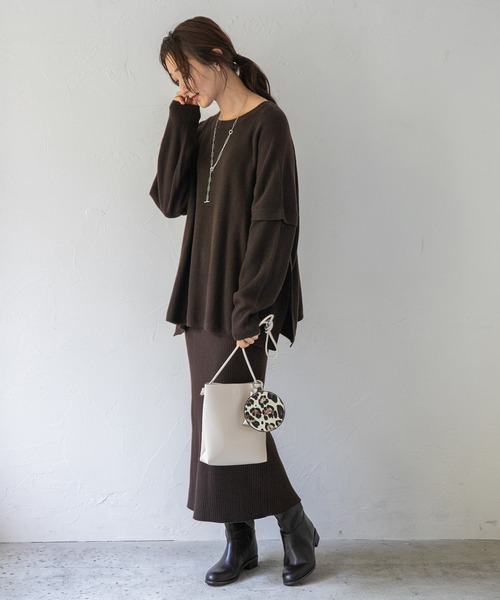 LEPSIM（レプシィム）の「１２Ｇケアニットストレートスカート　952524（スカート・レディース・ブラック/ブラウン/ブルーグリーン・FREE）」の8枚目の写真