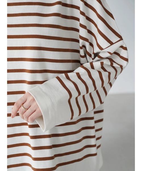 AMERICAN HOLIC(アメリカンホリック)の「パネルボーダーボートネックカットプルオーバー(Tシャツ/カットソー・レディース・ブラック/オフホワイト/ブラウン・M/L)」の10枚目の写真
