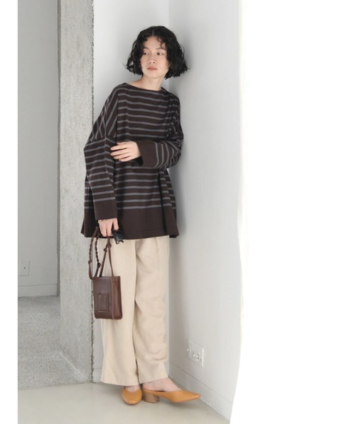 AMERICAN HOLIC(アメリカンホリック)の「パネルボーダーボートネックカットプルオーバー(Tシャツ/カットソー・レディース・ブラック/オフホワイト/ブラウン・M/L)」の15枚目の写真