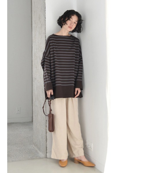 AMERICAN HOLIC(アメリカンホリック)の「パネルボーダーボートネックカットプルオーバー(Tシャツ/カットソー・レディース・ブラック/オフホワイト/ブラウン・M/L)」の16枚目の写真