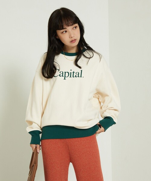 FREAK'S STORE（フリークスストア）の「リンガーロゴスウェット（スウェット・レディース・ブラウン/グリーン/ネイビー・ﾌﾘ-）」の9枚目の写真