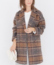 INCEDE | [AW新作]チェック柄ツイードミドルコート【大きいサイズ対応】(その他アウター)
