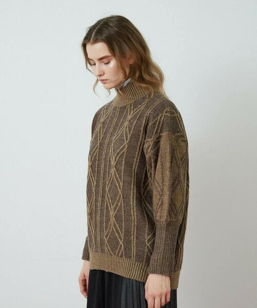 FRAPBOIS（フラボア）の「プレートアルパカ ニット（ニット/セーター・レディース・ブラウン/イエロー・1）」の3枚目の写真