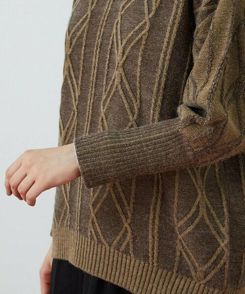 FRAPBOIS（フラボア）の「プレートアルパカ ニット（ニット/セーター・レディース・ブラウン/イエロー・1）」の7枚目の写真