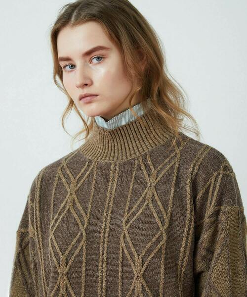 FRAPBOIS（フラボア）の「プレートアルパカ ニット（ニット/セーター・レディース・ブラウン/イエロー・1）」の9枚目の写真