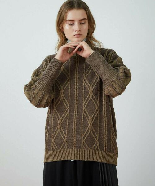 FRAPBOIS（フラボア）の「プレートアルパカ ニット（ニット/セーター・レディース・ブラウン/イエロー・1）」の12枚目の写真