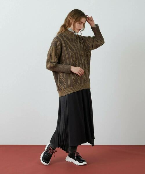 FRAPBOIS（フラボア）の「プレートアルパカ ニット（ニット/セーター・レディース・ブラウン/イエロー・1）」の15枚目の写真